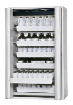 Bezpečnostní skříň s požární odolností 90min, skládací dveře_6x zásuvka, ocelový poplastovaný plech